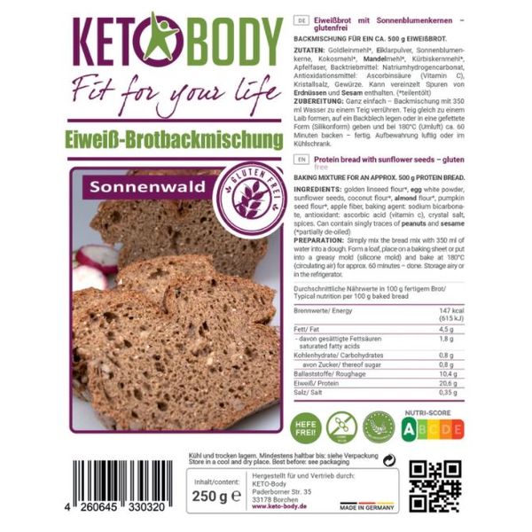 KETO-Body Eiweißbrot Backmischung 250g Sonnenwald