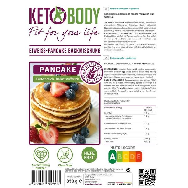 KETO-Body Low Carb Eiweiß Pancake Backmischung 350g