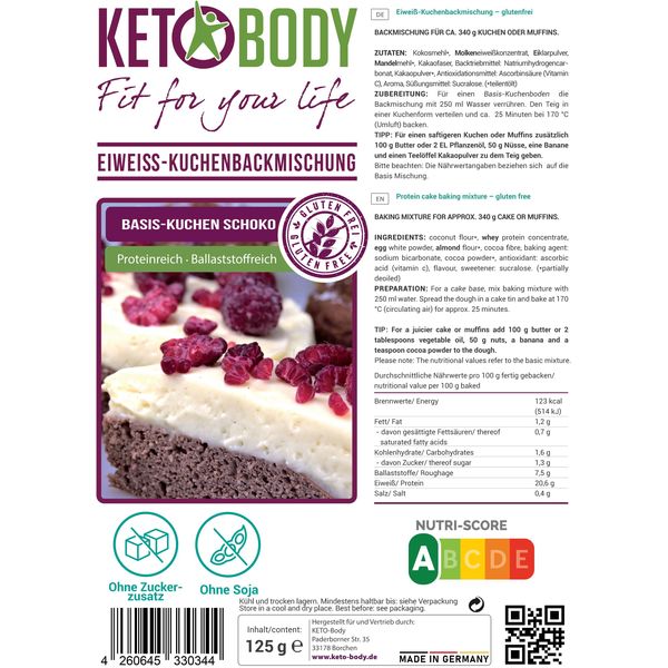 KETO-Body Eiweiß Kuchen Backmischung125g kohlenhydratreduziert