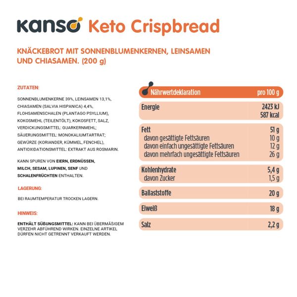 Kanso Keto Crispbread Knckebrot 200g